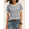image:imageANRABESS Womens Tops Summer Short Sleeve Shirts Dressy Casual Color Block Work Blouse 2026 Spring Trendy Lightweight SweaterGrey