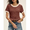 image:imageANRABESS Womens Tops Summer Short Sleeve Shirts Dressy Casual Color Block Work Blouse 2026 Spring Trendy Lightweight SweaterRust
