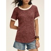 image:imageANRABESS Womens Tops Summer Short Sleeve Shirts Dressy Casual Color Block Work Blouse 2026 Spring Trendy Lightweight SweaterRust