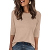 image:imageANRABESS Womens 34 Sleeve TopWrinkleFree Soft TShirtsCrew Neck Basic TeeCasual Summer Spring ClothesDaily Work TravelAlmond