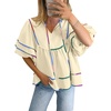 image:imageANRABESS Womens Babydoll Tops 2026 Summer V Neck Boho Blouse Short Lantern Sleeve Dressy Casual Shirts Flowy Peplum T ShirtBeige