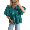 image:imageANRABESS Womens Babydoll Tops 2026 Summer V Neck Boho Blouse Short Lantern Sleeve Dressy Casual Shirts Flowy Peplum T ShirtLake Blue