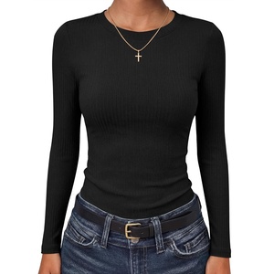 image:imageANRABESS Long Sleeve Shirts for Women Soft Stretchy Ribbed Slim Basic Tops Casual Tees for Office Daily Wear Fall OutfitsBlack