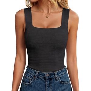 image:imageANRABESS Tank Tops for Women 2026 Summer Square Neck Sleeveless Rib Knit Basic Slim Fit Shirts Casual Basic Workout ClothesBlack
