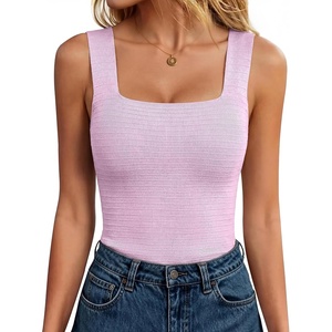image:imageANRABESS Tank Tops for Women 2026 Summer Square Neck Sleeveless Rib Knit Basic Slim Fit Shirts Casual Basic Workout ClothesLight Pink