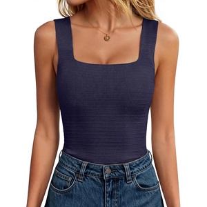 image:imageANRABESS Tank Tops for Women 2026 Summer Square Neck Sleeveless Rib Knit Basic Slim Fit Shirts Casual Basic Workout ClothesNavy Blue