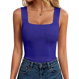 image:imageANRABESS Tank Tops for Women 2026 Summer Square Neck Sleeveless Rib Knit Basic Slim Fit Shirts Casual Basic Workout ClothesRoyal Blue