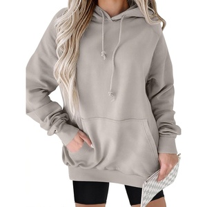 image:imageANRABESS Women Hoodies Long Sleeve Loose Fit Fleece Hooded Sweatshirts Drawstring Pullover Top With Pockets 2026 Fall OutfitsGrey Khaki