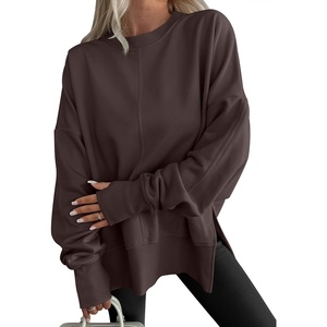 image:imageANRABESS Women Oversized Sweatshirts Thumbhole Long Sleeve Hoodies Shirts 2026 Fall Side Slit Pullover Top Teen Y2k OutfitsCoffee