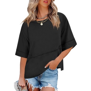 image:imageANRABESS Women TShirts 2026 Fashion Half Sleeve Loose Fit Top Trendy Cute Flowy Tee Shirts Summer Casual OutfitsBlack
