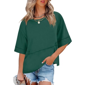 image:imageANRABESS Women TShirts 2026 Fashion Half Sleeve Loose Fit Top Trendy Cute Flowy Tee Shirts Summer Casual OutfitsDark Green