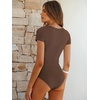 image:imageANRABESS Bodysuits for Women Short Sleeve Scoop Neck Tops 2026 Summer Slim Fit Ribbed Knit Sexy Basic Shirt Fashion OutfitsCoffee