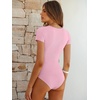 image:imageANRABESS Bodysuits for Women Short Sleeve Scoop Neck Tops 2026 Summer Slim Fit Ribbed Knit Sexy Basic Shirt Fashion OutfitsPink