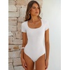 image:imageANRABESS Bodysuits for Women Short Sleeve Scoop Neck Tops 2026 Summer Slim Fit Ribbed Knit Sexy Basic Shirt Fashion OutfitsWhite
