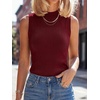 image:imageANRABESS Mock Neck Tank Tops Sweaters Wool Blend Sleeveless Soft Fitted Business Casual Sweater Shirts Summer Fall ClothesWine Red