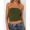 image:imageANRABESS Tube Tops for Women Bandeau Strapless Cropped Banded Hem 2026 Summer ClothesArmy Green