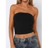 image:imageANRABESS Tube Tops for Women Bandeau Strapless Cropped Banded Hem 2026 Summer ClothesBlack