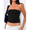 image:imageANRABESS Tube Tops for Women Bandeau Strapless Cropped Banded Hem 2026 Summer ClothesBlack