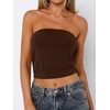 image:imageANRABESS Tube Tops for Women Bandeau Strapless Cropped Banded Hem 2026 Summer ClothesBrown