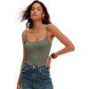 image:imageANRABESS Women Bodysuits Square Neck Spaghetti Straps Sleeveless Cami Top Summer Backless Ribbed Knit Basic Body SuitsArmy Green