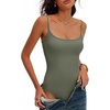 image:imageANRABESS Women Bodysuits Square Neck Spaghetti Straps Sleeveless Cami Top Summer Backless Ribbed Knit Basic Body SuitsArmy Green