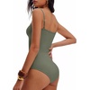 image:imageANRABESS Women Bodysuits Square Neck Spaghetti Straps Sleeveless Cami Top Summer Backless Ribbed Knit Basic Body SuitsArmy Green