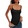 image:imageANRABESS Women Bodysuits Square Neck Spaghetti Straps Sleeveless Cami Top Summer Backless Ribbed Knit Basic Body SuitsBlack