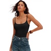 image:imageANRABESS Women Bodysuits Square Neck Spaghetti Straps Sleeveless Cami Top Summer Backless Ribbed Knit Basic Body SuitsBlack