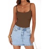 image:imageANRABESS Women Bodysuits Square Neck Spaghetti Straps Sleeveless Cami Top Summer Backless Ribbed Knit Basic Body SuitsCoffee