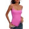 image:imageANRABESS Women Bodysuits Square Neck Spaghetti Straps Sleeveless Cami Top Summer Backless Ribbed Knit Basic Body SuitsHot Pink