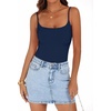 image:imageANRABESS Women Bodysuits Square Neck Spaghetti Straps Sleeveless Cami Top Summer Backless Ribbed Knit Basic Body SuitsNavy Blue