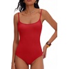 image:imageANRABESS Women Bodysuits Square Neck Spaghetti Straps Sleeveless Cami Top Summer Backless Ribbed Knit Basic Body SuitsRed