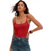 image:imageANRABESS Women Bodysuits Square Neck Spaghetti Straps Sleeveless Cami Top Summer Backless Ribbed Knit Basic Body SuitsRed