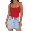 image:imageANRABESS Women Bodysuits Square Neck Spaghetti Straps Sleeveless Cami Top Summer Backless Ribbed Knit Basic Body SuitsRed