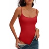 image:imageANRABESS Women Bodysuits Square Neck Spaghetti Straps Sleeveless Cami Top Summer Backless Ribbed Knit Basic Body SuitsRed