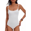 image:imageANRABESS Women Bodysuits Square Neck Spaghetti Straps Sleeveless Cami Top Summer Backless Ribbed Knit Basic Body SuitsWhite