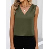 image:imageANRABESS Women Tank Tops Ruched Shoulder Dressy Blouse Business Casual Outfits Sleeveless V Neck Shirt Beach Vacation ClothesArmy Green