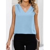 image:imageANRABESS Women Tank Tops Ruched Shoulder Dressy Blouse Business Casual Outfits Sleeveless V Neck Shirt Beach Vacation ClothesBright Blue