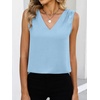image:imageANRABESS Women Tank Tops Ruched Shoulder Dressy Blouse Business Casual Outfits Sleeveless V Neck Shirt Beach Vacation ClothesBright Blue