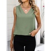 image:imageANRABESS Women Tank Tops Ruched Shoulder Dressy Blouse Business Casual Outfits Sleeveless V Neck Shirt Beach Vacation ClothesLight Green