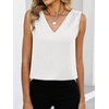 image:imageANRABESS Women Tank Tops Ruched Shoulder Dressy Blouse Business Casual Outfits Sleeveless V Neck Shirt Beach Vacation ClothesWhite