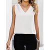 image:imageANRABESS Women Tank Tops Ruched Shoulder Dressy Blouse Business Casual Outfits Sleeveless V Neck Shirt Beach Vacation ClothesWhite