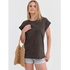 image:imageANRABESS Womens Acid Washed TShirt Cap Sleeve Vintage Casual Crew Neck Tops Summer Basic Tee 2026 Fashion ClothingDeep Brown