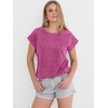 image:imageANRABESS Womens Acid Washed TShirt Cap Sleeve Vintage Casual Crew Neck Tops Summer Basic Tee 2026 Fashion ClothingHot Pink