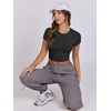 image:imageANRABESS Womens Basic Tee Summer Outfits Crewneck Short Sleeve Crop Tops Slim Fitted T Shirts Y2k 2026 Trendy ClothingBlack
