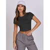 image:imageANRABESS Womens Basic Tee Summer Outfits Crewneck Short Sleeve Crop Tops Slim Fitted T Shirts Y2k 2026 Trendy ClothingBlack