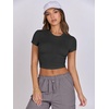 image:imageANRABESS Womens Basic Tee Summer Outfits Crewneck Short Sleeve Crop Tops Slim Fitted T Shirts Y2k 2026 Trendy ClothingBlack
