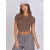 image:imageANRABESS Womens Basic Tee Summer Outfits Crewneck Short Sleeve Crop Tops Slim Fitted T Shirts Y2k 2026 Trendy ClothingBrown