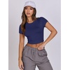 image:imageANRABESS Womens Basic Tee Summer Outfits Crewneck Short Sleeve Crop Tops Slim Fitted T Shirts Y2k 2026 Trendy ClothingDark Blue
