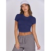 image:imageANRABESS Womens Basic Tee Summer Outfits Crewneck Short Sleeve Crop Tops Slim Fitted T Shirts Y2k 2026 Trendy ClothingDark Blue